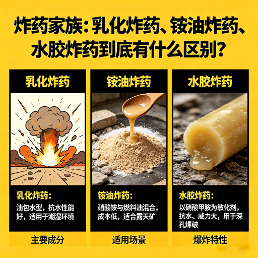 临漳炸药家族：乳化炸药、铵油炸药、水胶炸药到底有什么区别？